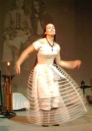 Neri in hoop skirt dancing